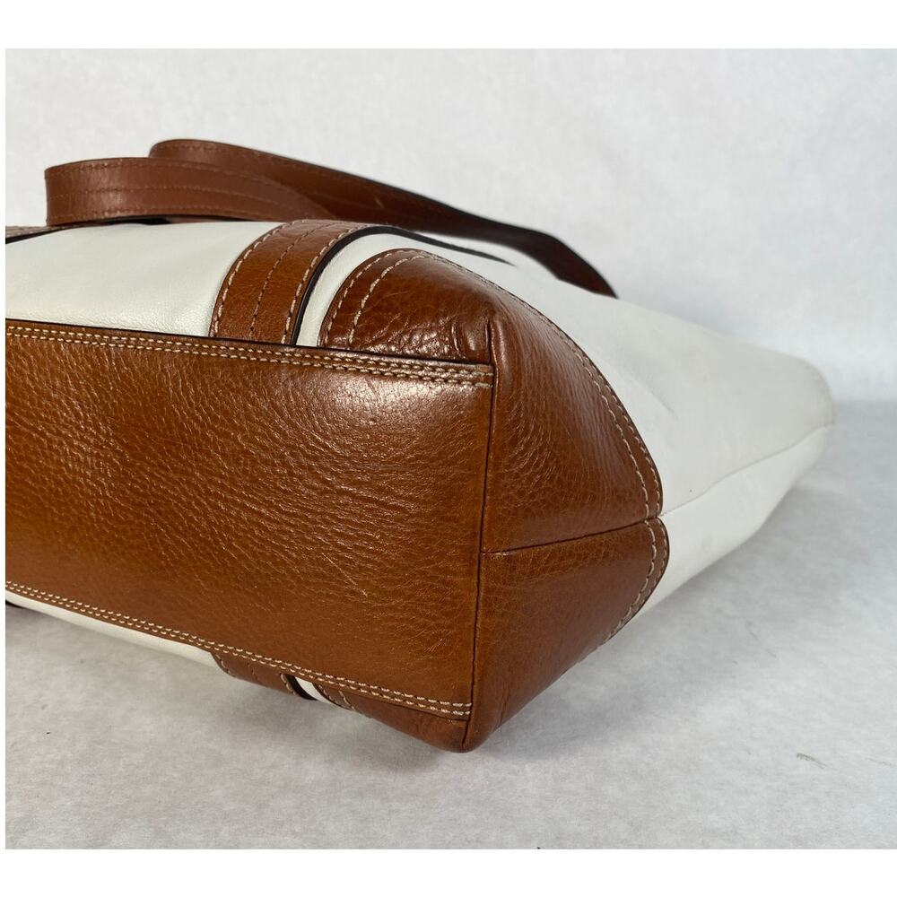 Coach Hampton Leather Bucket Tote Shoulder Bag F11201 Off White/Tan MSRP $398 - Picture 5 of 7